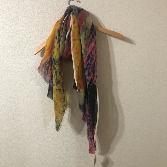 NWT Banaris Abstract Art to Wear Merino Wool & Silk Boutique Watercolor Scarf - Picture 1 of 5